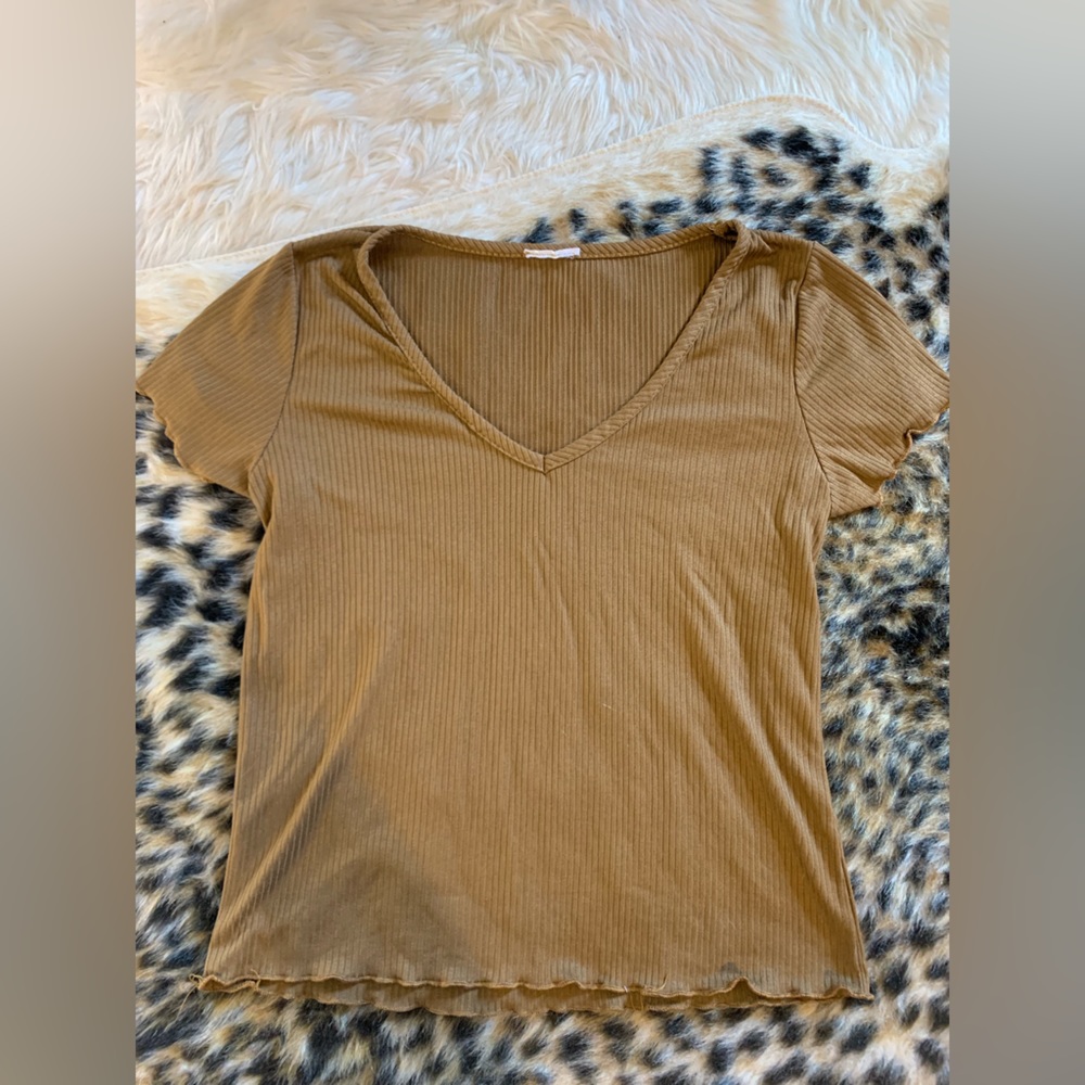 Brown V-neck crop top